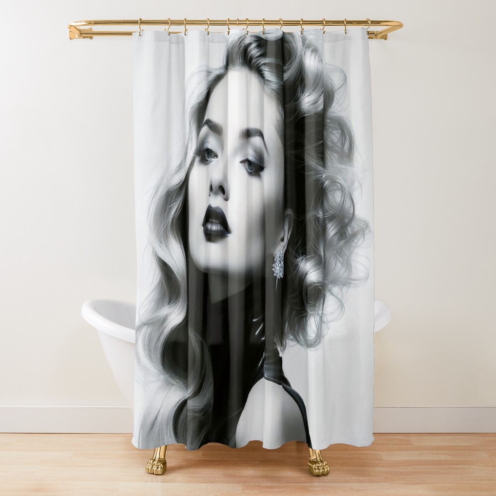 A Touch Of Glamour Captivating AI Concept Art Portrait by Xzendor7 Decorative Art Print Shower Curtain