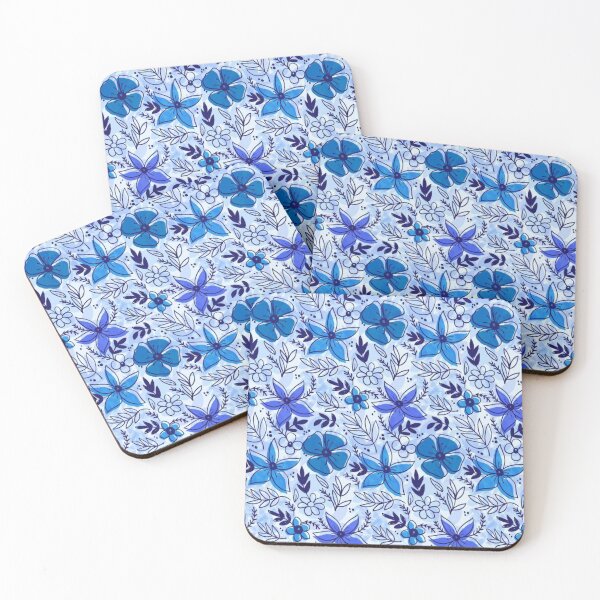 Item preview, blue flower mural designed and sold by GraphicStyleX.