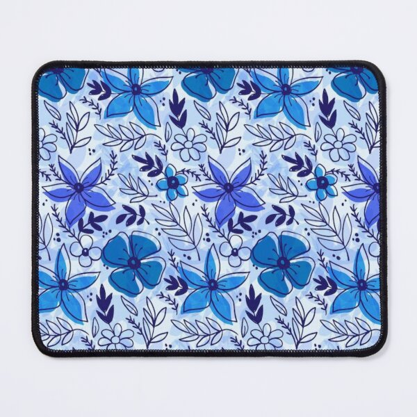 Item preview, blue flower mural designed and sold by GraphicStyleX.