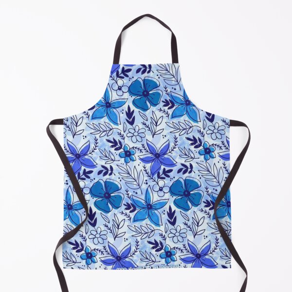 Item preview, blue flower mural designed and sold by GraphicStyleX.