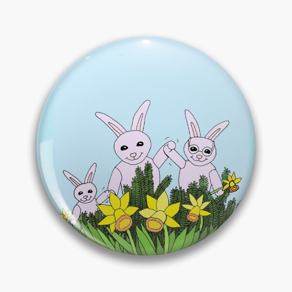Item preview, 3 Daffodil Bunnies Welcoming the Spring with 5 Daffodils designed and sold by JoyousArt4u.