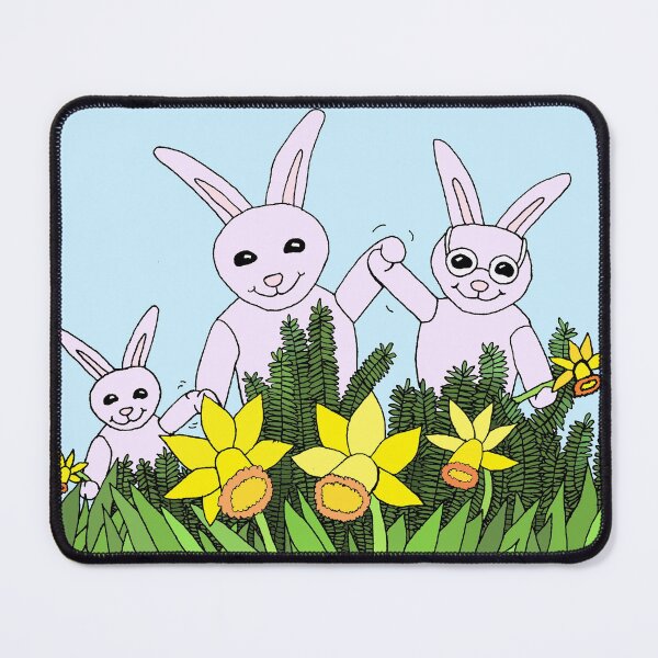Item preview, 3 Daffodil Bunnies Welcoming the Spring with 5 Daffodils designed and sold by JoyousArt4u.