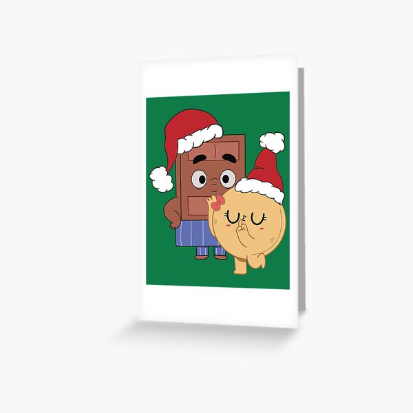 Vista previa del artículo con la obra «Dulces vibraciones navideñas Choco y panqueques con sombreros navideños», diseñado y vendido por EnergyMArt.