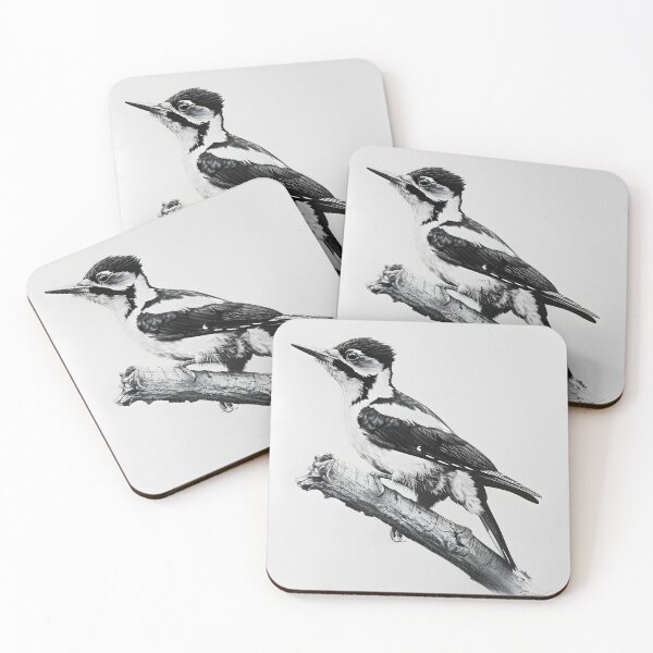 Item preview, Black and White Woodpecker Pencil Drawing designed and sold by Pencil-Art.
