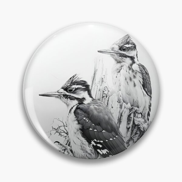 Item preview, Black and White Woodpecker Pencil Drawing designed and sold by Pencil-Art.