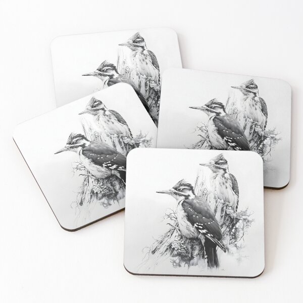 Item preview, Black and White Woodpecker Pencil Drawing designed and sold by Pencil-Art.