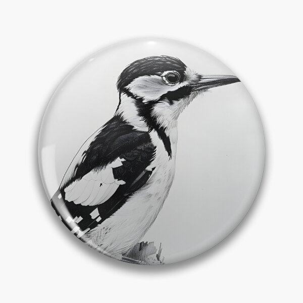 Item preview, Black and White Woodpecker Pencil Drawing designed and sold by Pencil-Art.