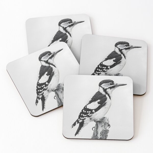 Item preview, Black and White Woodpecker Pencil Drawing designed and sold by Pencil-Art.