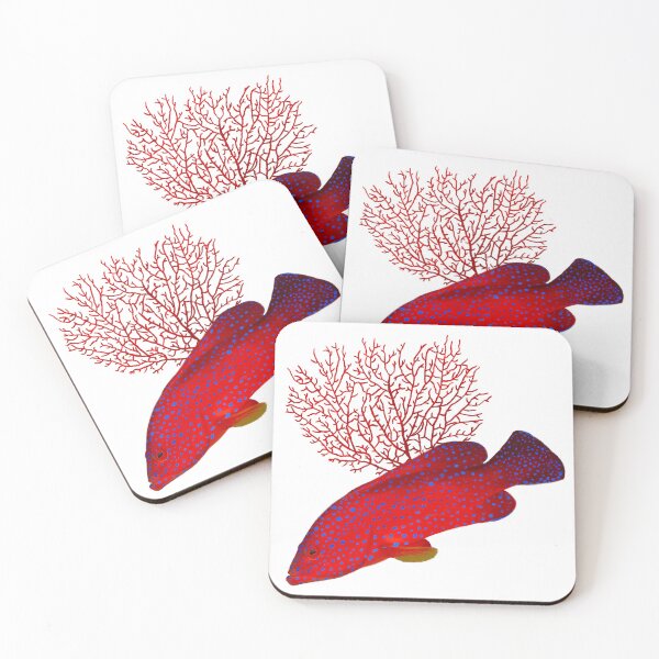 Item preview, Coral Grouper Tropical Fish Summer Vibes Ocean Pattern designed and sold by fiatluxillust.