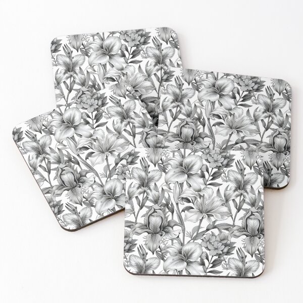 Item preview, Elegant Monochrome Floral Array Design designed and sold by VoyteksDesigns.
