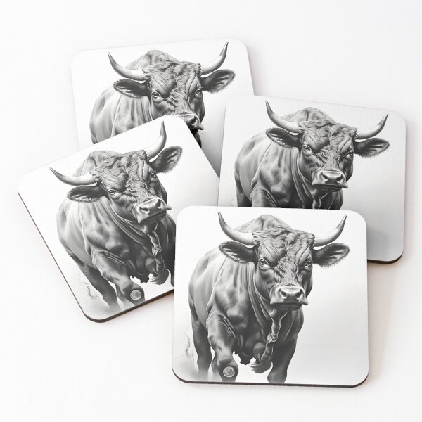 Item preview, Black and white ox pencil drawing designed and sold by Pencil-Art.