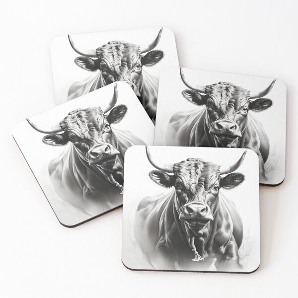Item preview, Black and white ox pencil drawing designed and sold by Pencil-Art.