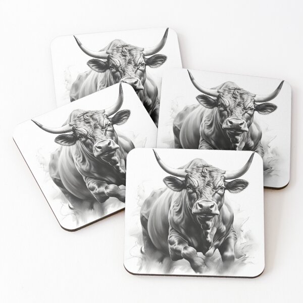 Item preview, Black and white ox pencil drawing designed and sold by Pencil-Art.