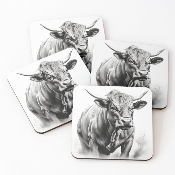 Item preview, Black and white ox pencil drawing designed and sold by Pencil-Art.