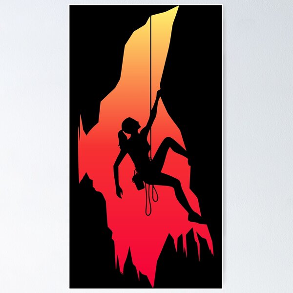 Item preview, Woman climbing a rock wall designed and sold by CutOriginalArt.