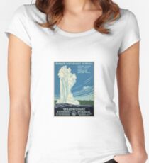 Vintage Yellowstone Travel Poster Women's Fitted Scoop T-Shirt