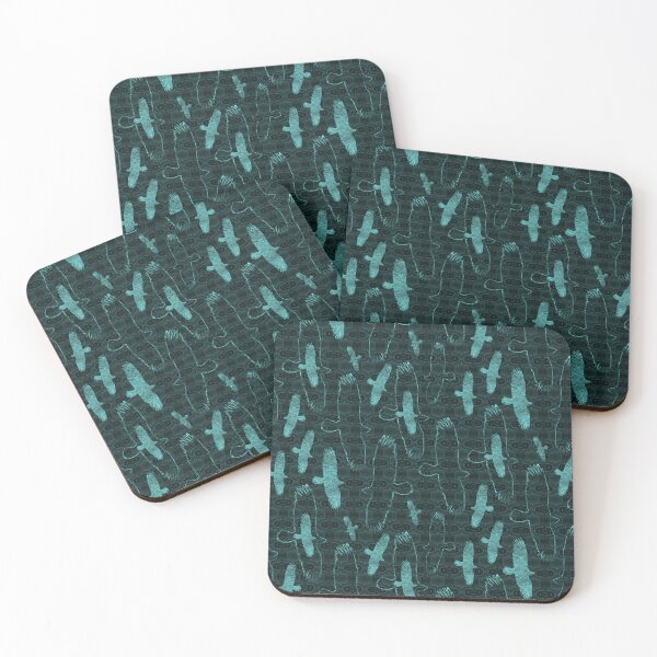 Item preview, Eagles on Eagle Feather Blanket Cyan Monochrome Half-drop Repeat 5748 designed and sold by Art in My Loft.