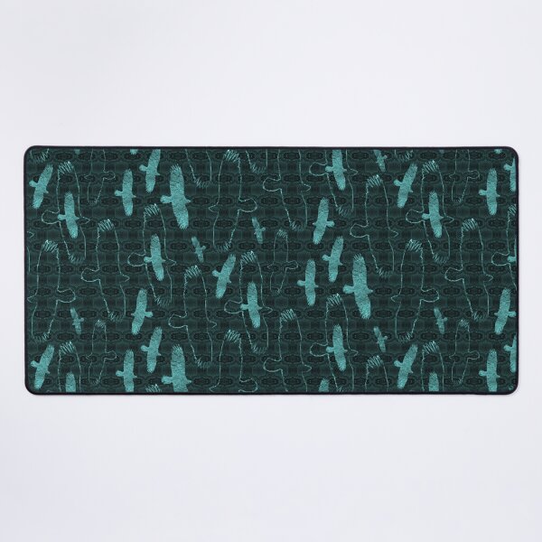 Item preview, Eagles on Eagle Feather Blanket Cyan Monochrome Half-drop Repeat 5748 designed and sold by Art in My Loft.