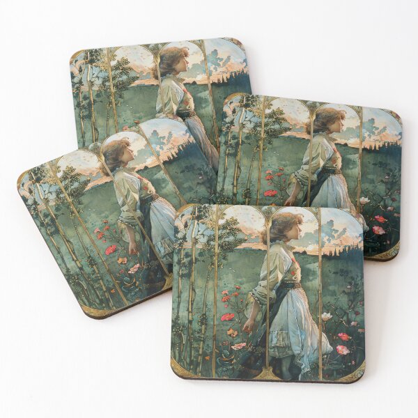 Item preview, Storybook Art Nouveau Country Girl designed and sold by entwithanaxe.