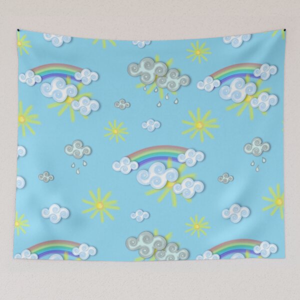Item preview, Cute, Happy, fluffy, Soft Clouds, rain, sun, rainbow pattern designed and sold by MichCortez9.