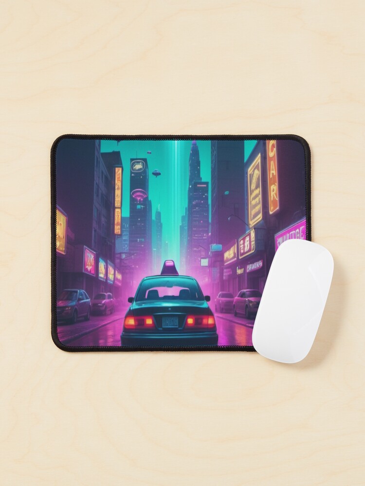 Thumbnail 1 of 5, Mouse Pad, Neon Abduction - Ufo Gifts designed and sold by eXtraHumans.