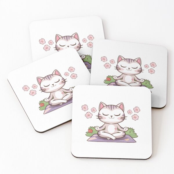 Item preview, Meditating Cat With Lotus Flowers designed and sold by canvadreamer444.