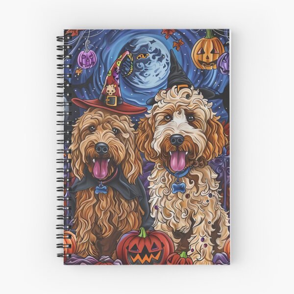 Item preview, Goldendoodle Labradoodle Dogs Halloween Illustration, Custom Witchy Halloween House Decor, Dog Lover Fall Home Decor, Dog Mom Birthday Gift designed and sold by OnceOnlyArt.