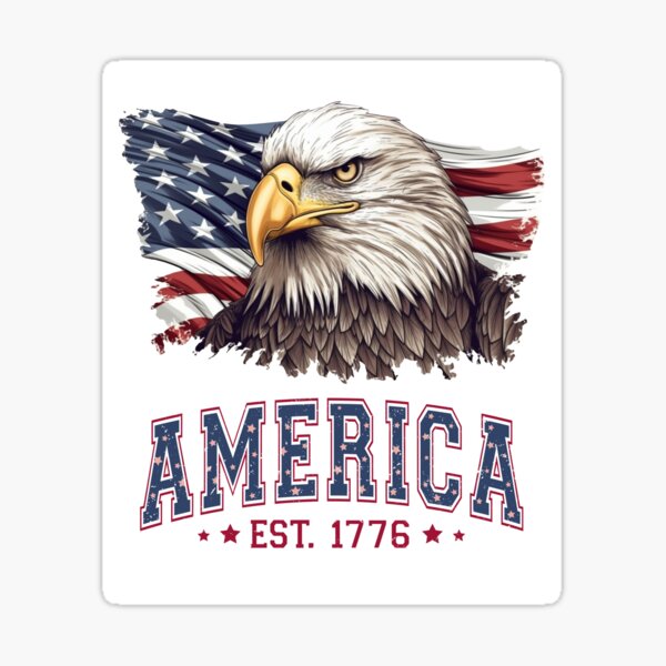 Item preview, Patriotic Eagle with American Flag and the caption America EST. 1776 designed and sold by AmericaFreedom.