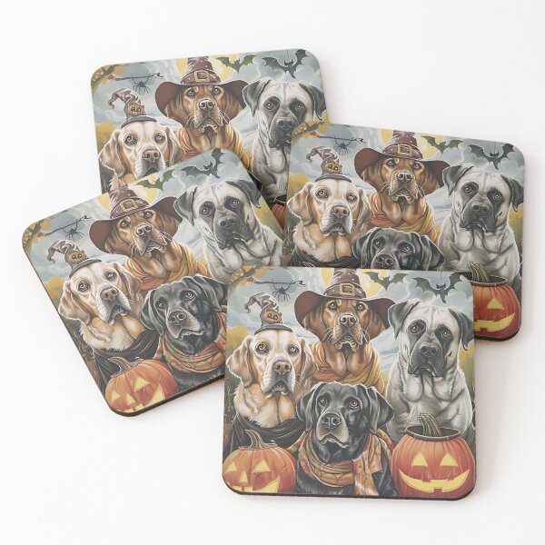 Item preview, Labrador Retriever Dogs Halloween Illustration, Trick Or Treat Witchy Halloween House Decor, Dog Lover Fall Home Decor, Dog Mom Birthday Gift designed and sold by OnceOnlyArt.
