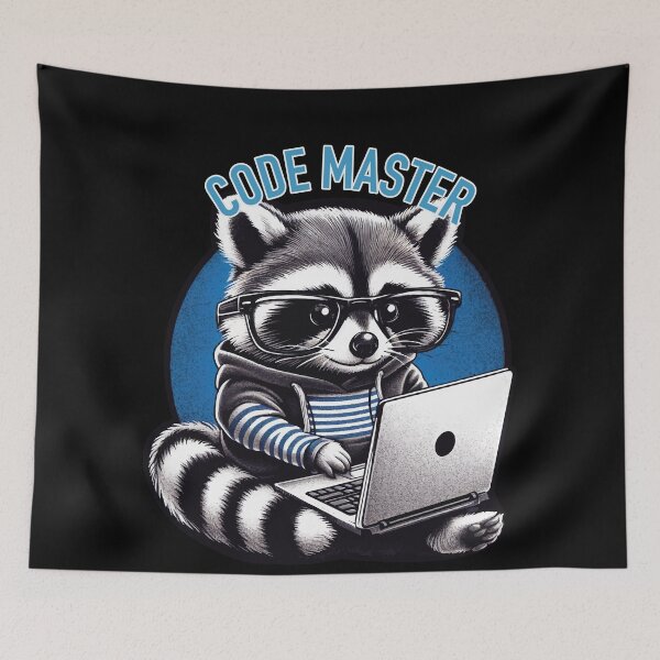 Item preview, Geek Raccoon Coding on a Laptop with a Funny Programming Coding Quote designed and sold by NawalMagdy.