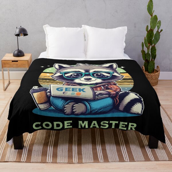Item preview, Geek Raccoon Coding on a Laptop with a Funny Programming Coding Quote designed and sold by NawalMagdy.