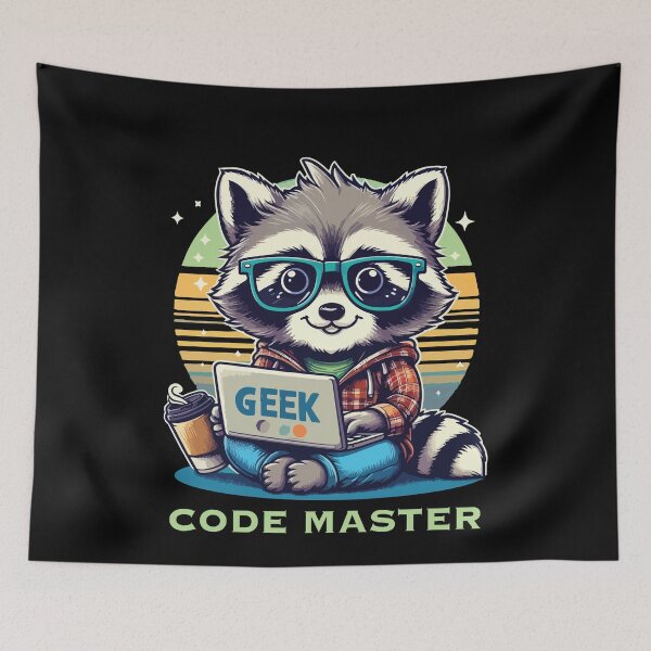 Item preview, Geek Raccoon Coding on a Laptop with a Funny Programming Coding Quote designed and sold by NawalMagdy.