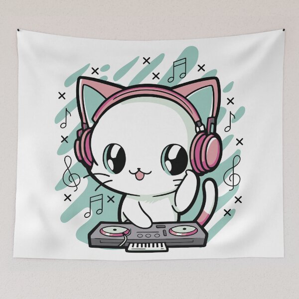 Item preview, Cute dj cat designed and sold by Faissal Thomass.