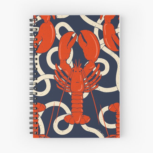 Item preview, Nautical Lobsters with Rope on Navy Blue designed and sold by Elizabeth Weglein.