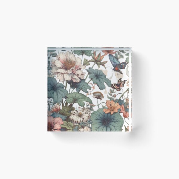 Item preview, All Over Botanical and Butterflies Pastel Print designed and sold by Wolvescreate.