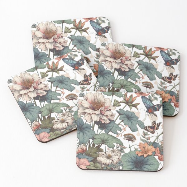 Item preview, All Over Botanical and Butterflies Pastel Print designed and sold by Wolvescreate.