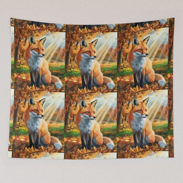 Artikelvorschau, Fuchsporträt. Herbstfuchs, Fuchsgemälde, Leonardo da Vinci-Stil entworfen und verkauft von FoxVibes.