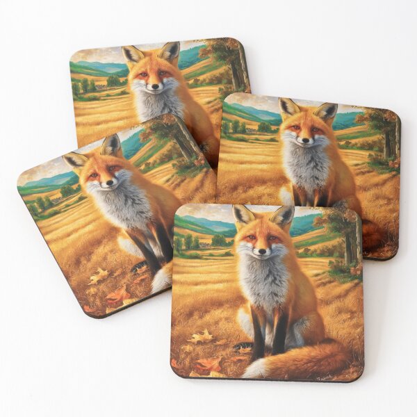 Artikelvorschau, Fuchsporträt. Herbstfuchs, Fuchsgemälde, Leonardo da Vinci-Stil entworfen und verkauft von FoxVibes.
