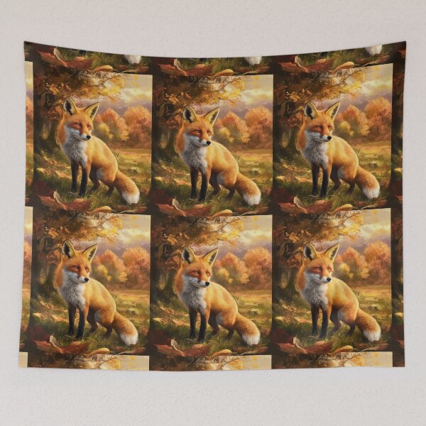 Artikelvorschau, Fuchsporträt. Herbstfuchs, Fuchsgemälde, Leonardo da Vinci-Stil entworfen und verkauft von FoxVibes.