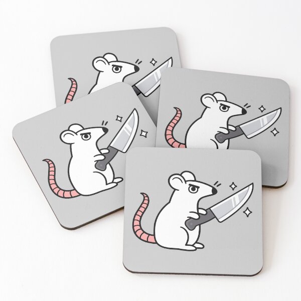 Item preview, Funny cartoon white rat holding knife designed and sold by irmirx.