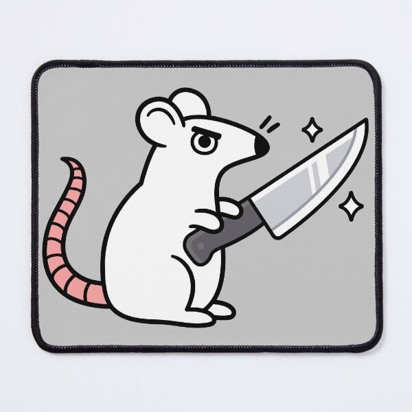 Item preview, Funny cartoon white rat holding knife designed and sold by irmirx.