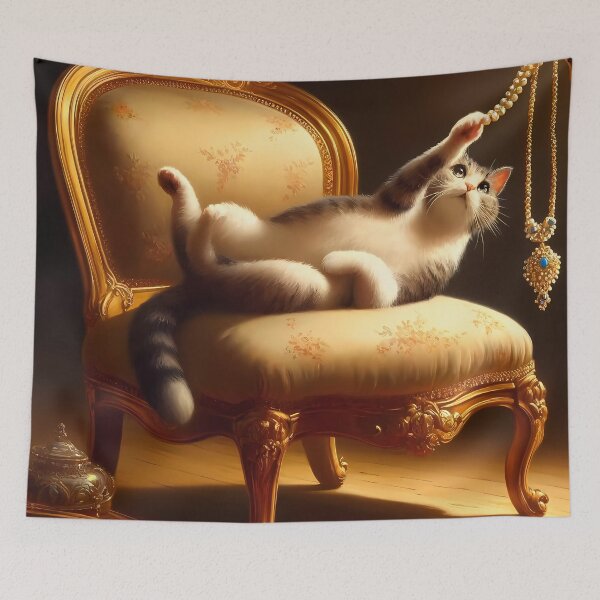 Item preview, Rococo Elegance: Cat and the Blue Gem Necklace designed and sold by DeenaDee.