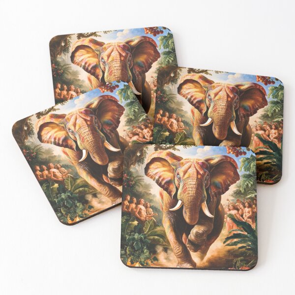 Item preview, Elephant Portrait. Elephant painting, wild elephant, elephant running, vintage elephant, Raphael style designed and sold by ElephantVibes.