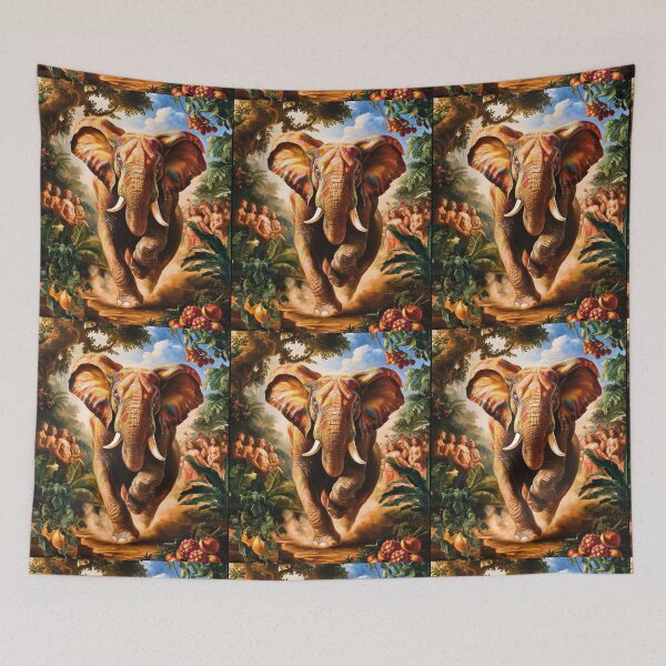 Item preview, Elephant Portrait. Elephant painting, wild elephant, elephant running, vintage elephant, Raphael style designed and sold by ElephantVibes.