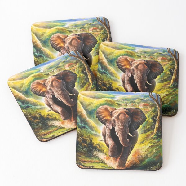 Item preview, Elephant Portrait. Elephant painting, wild elephant, running elephant, vintage elephant, Raphael style designed and sold by ElephantVibes.