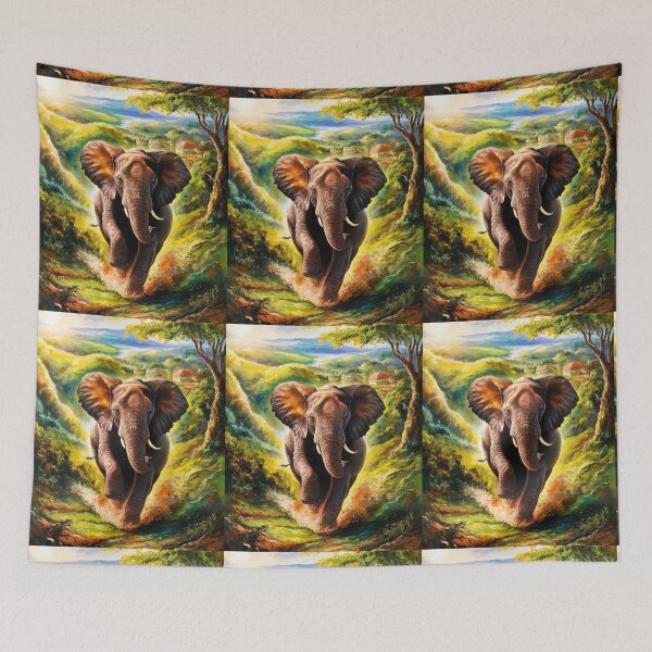 Item preview, Elephant Portrait. Elephant painting, wild elephant, running elephant, vintage elephant, Raphael style designed and sold by ElephantVibes.