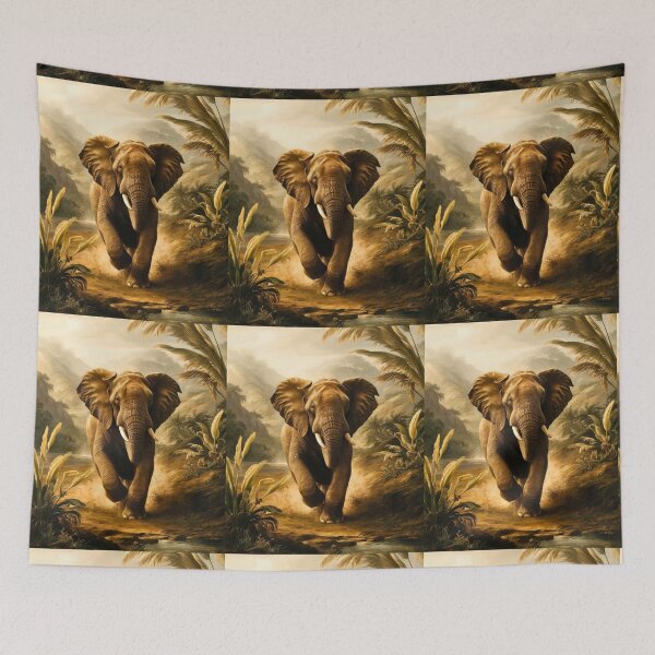 Item preview, Elephant Portrait. Elephant painting, wild elephant, running elephant, vintage elephant, Raphael style designed and sold by ElephantVibes.