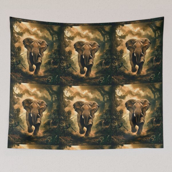 Item preview, Elephant Portrait. Elephant painting, wild elephant, running elephant, vintage elephant, Raphael style designed and sold by ElephantVibes.
