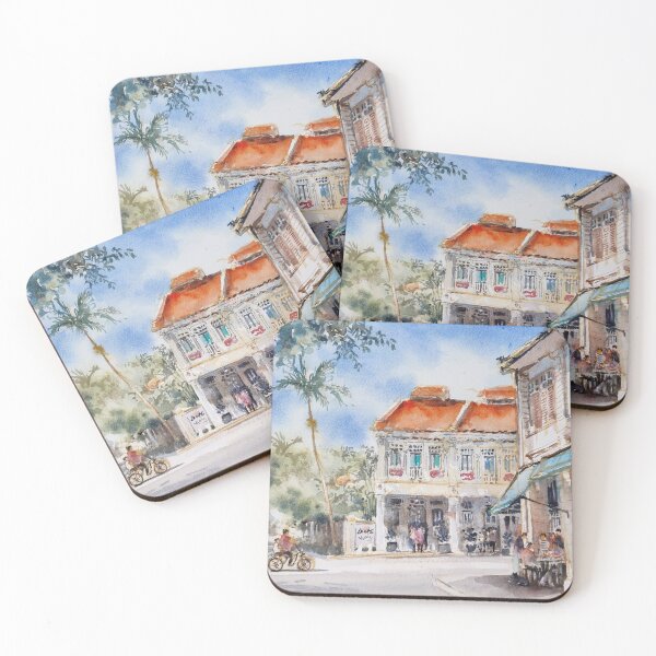 Item preview, Peranakan Shophouse cafe, Joochiat, Original watercolo designed and sold by Almondtree.