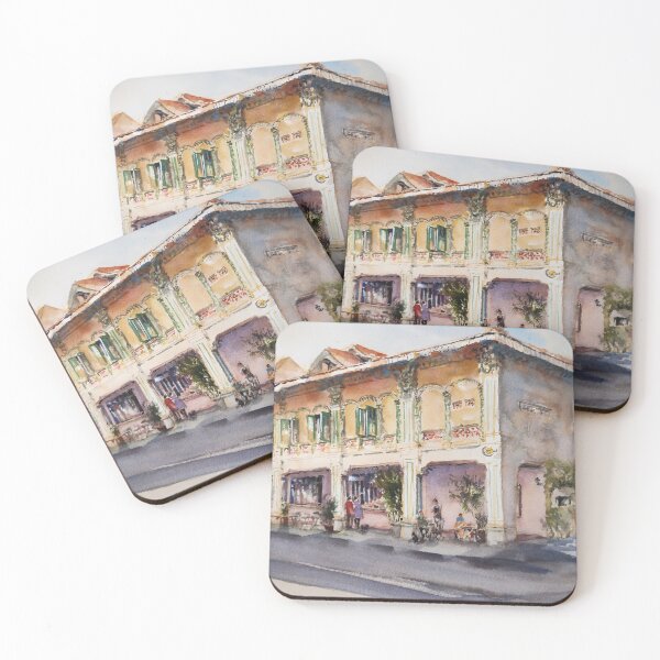 Item preview, Coffee at the side, Peranakan House, Koon Seng watercolor  designed and sold by Almondtree.